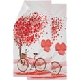 thumbnail image 1 of Dreamtimes 2 Piece Valentine's Day Love Tree Bike with Heart Balloon Soft Fluffy Guest Hand Towels, Multipurpose Decor for Bathroom, Hotel, Gym and Spa (14" x 28"), 1 of 5