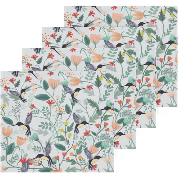 Dreamtimes 2PCS Beautiful Bird in Flower Forest Towels Cotton Washcloths Set,Quick Drying & Absorbent Soft Bathroom Hand Towel Lightweight & Portable Fingertip Towel