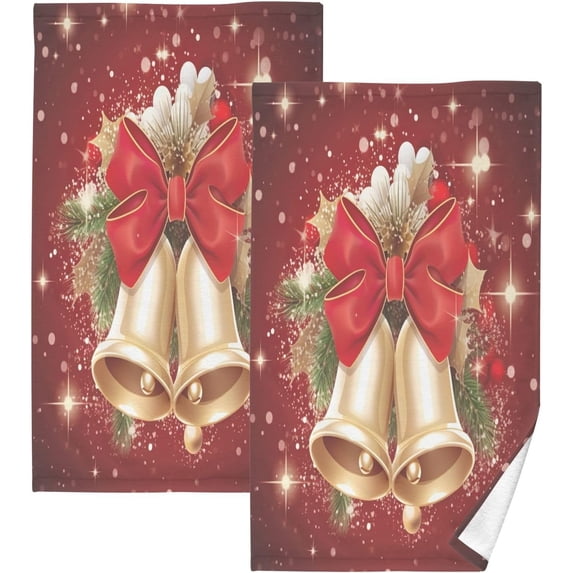 Dreamtimes 2PCS Christmas Wind Chime Cotton Towel Set, Quick Drying Face Towel, Soft and Breathable Bath Towel Hand Towels for Bathroom, Gym, Beach