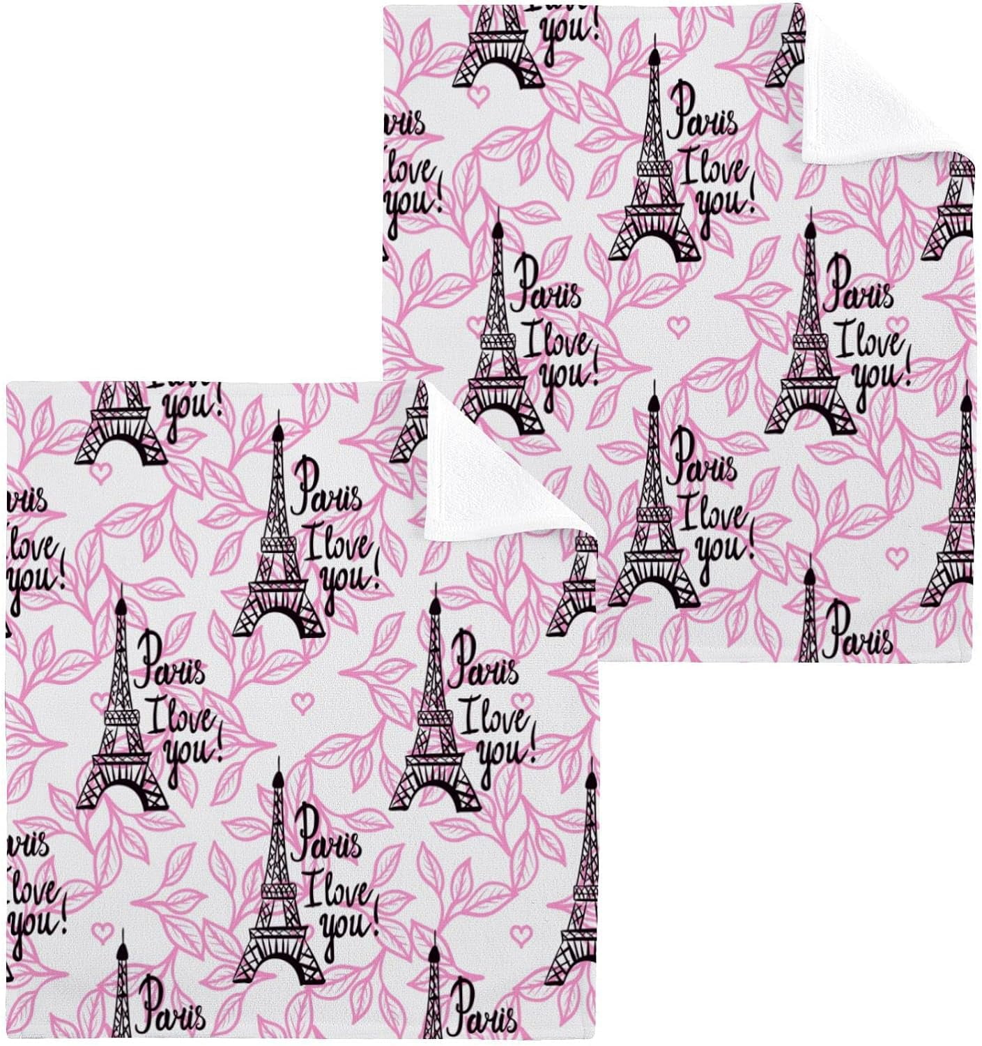 Dreamtimes 2PCS Eiffel Tower Towels Cotton Washcloths Set,Quick Drying