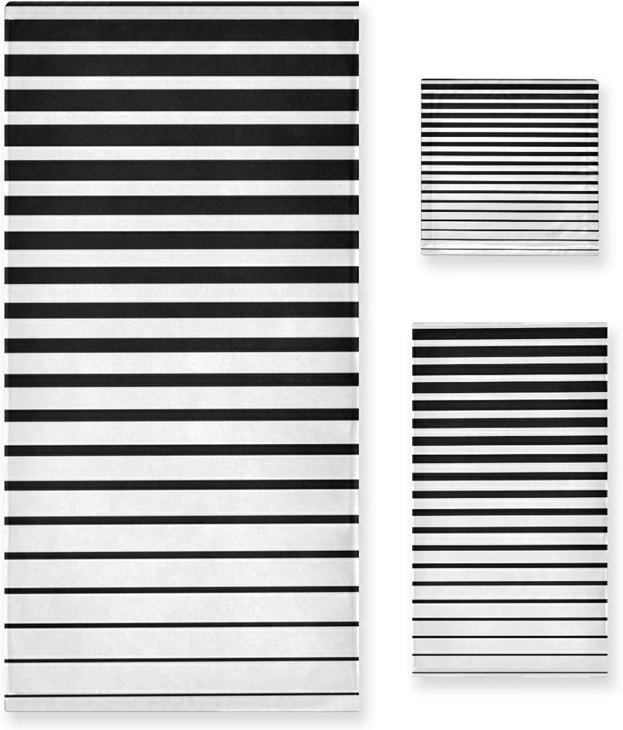 Dreamtimes 3 PCS Towel Beautiful Black and White Strpies Cotton Bath