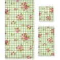 thumbnail image 1 of Dreamtimes 3 PCS Towel Green Plaid Flowers Cotton Bath Towel Set (1 Bath Towel, 1 Hand Towel, 1 Washcloth) for Bathroom, Super Soft and Quick Dry Towels, 1 of 7