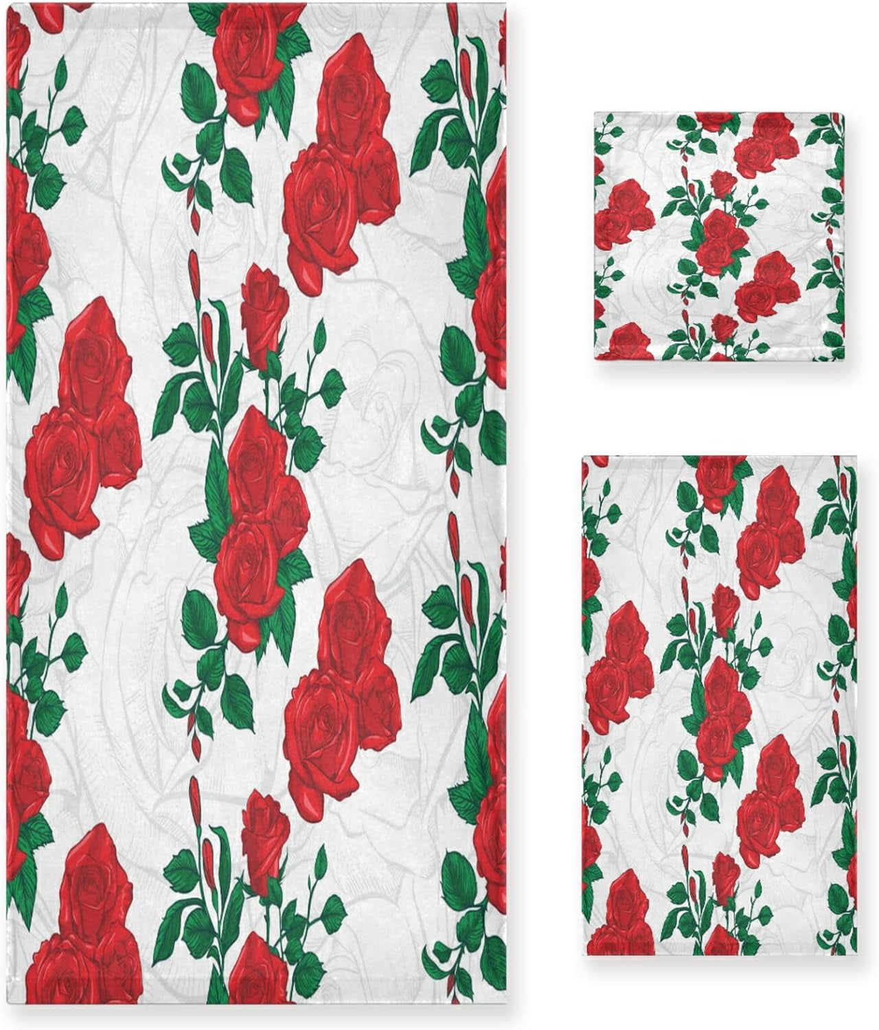Dreamtimes 3 PCS Towel Valentine's Day Mother's Day Red Hearte Love ...
