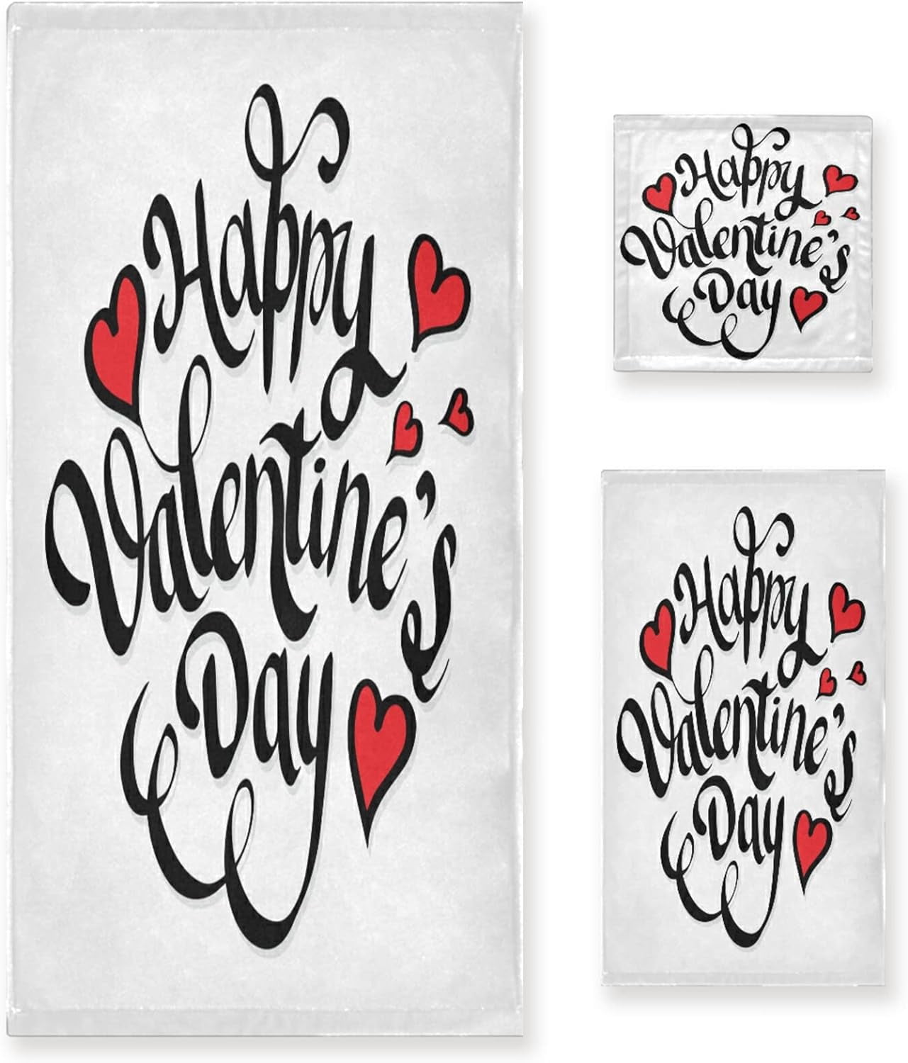 Dreamtimes 3 PCS Towel Valentine's Day Mother's Day Red Hearte Love ...