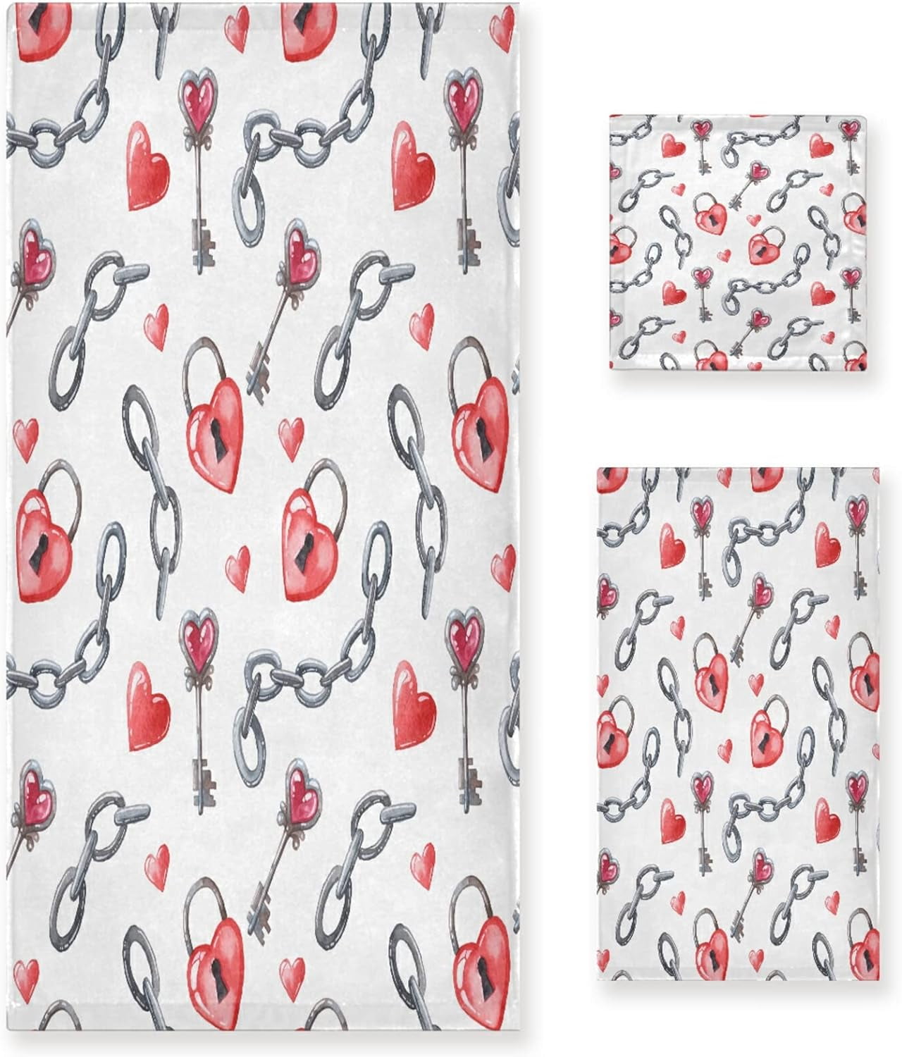 Dreamtimes 3 PCS Towel Valentine's Day Mother's Day Red Hearte Love ...