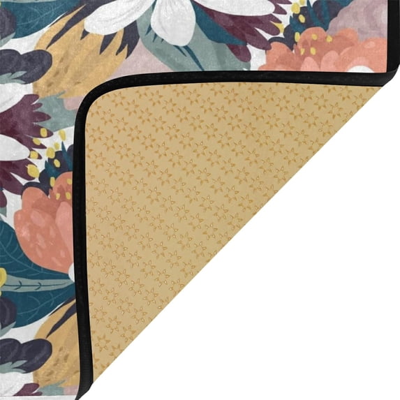 Dreamtimes 39x20 Inch Area Rug Floral Daisy Pattern Door Mat Washable Non-Slip Throw Floor Carpet Comfort Standing Mat for Kitchen, Floor, Office, Sink, Laundry