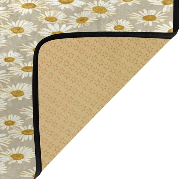 Dreamtimes 39x20 Inch Area Rug Floral Daisy Pattern Door Mat Washable Non-Slip Throw Floor Carpet Comfort Standing Mat for Kitchen, Floor, Office, Sink, Laundry
