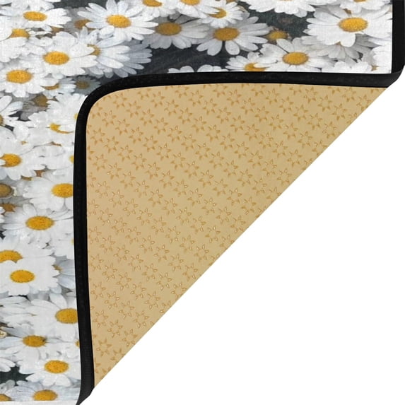 Dreamtimes 39x20 Inch Area Rug Floral Daisy Pattern Door Mat Washable Non-Slip Throw Floor Carpet Comfort Standing Mat for Kitchen, Floor, Office, Sink, Laundry