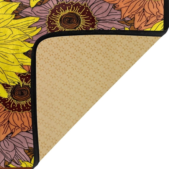 Dreamtimes 39x20 Inch Area Rug Sunflower Flowers Door Mat Washable Non-Slip Throw Floor Carpet Comfort Standing Mat for Kitchen, Floor, Office, Sink, Laundry