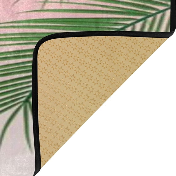 Dreamtimes 39x20 Inch Area Rug Tropical Palm Leaves Door Mat Washable Non-Slip Throw Floor Carpet Comfort Standing Mat for Kitchen, Floor, Office, Sink, Laundry