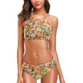 thumbnail image 1 of Dreamtimes 3D Beautiful Colorful Stars Confetti Womens 2 Pcs High Waist Halter Swimsuit Bikini Set, Small, 1 of 6