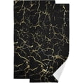 thumbnail image 1 of Dreamtimes 3D Black Gold Marbling Stone Print Soft 2 Piece Fluffy Guest Hand Towels, Multipurpose Decor for Bathroom, Hotel, Gym and Spa (14" x 28"), 1 of 5