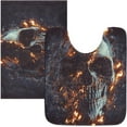 thumbnail image 1 of Dreamtimes 3D Dark Skull Glowing Fire Bath Mat for Bathroom Shower U Shape Toilet Rugs Contour Carpet Set, Fluffy Absorbent & Machine Washable, 2 Piece, 1 of 6