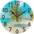 thumbnail image 1 of Dreamtimes 3D Fresh Tropical Summer Beach Palm Tree Print Round Wall Clock Decorative, 10 Inch Battery Operated Quartz Analog Quiet Desk Clock for Home,Office,School, 1 of 6