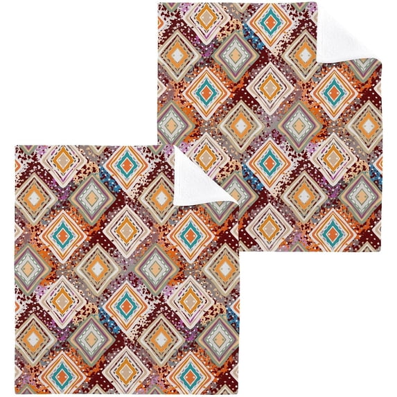 Dreamtimes 4 PCS Bohemian Abstract Ethnic Washcloths, 12 X 12 Inches Cotton Wash Cloths, Highly Absorbent and Soft Face Towels for Bathroom,Gym,Hotel and Spa