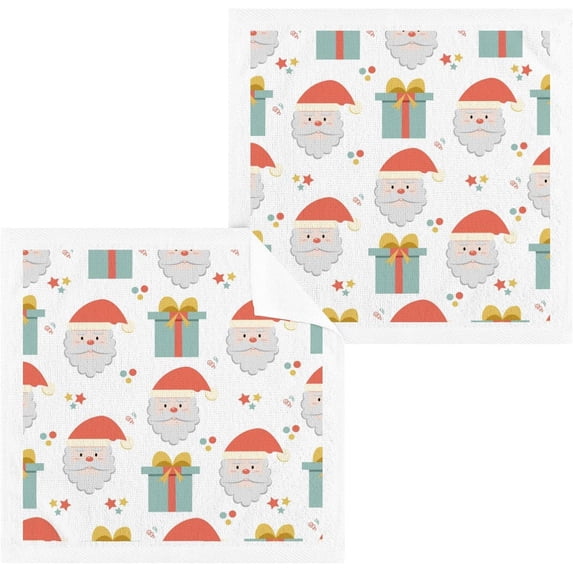 Dreamtimes 4 PCS Cute Santa Claus Baby Washcloths Towel Set, Highly Absorbent & Soft Cotton Wash Cloths, 12"x 12" Face Hand Towels for Bathroom, Multi-Purpose Fingertip Towels