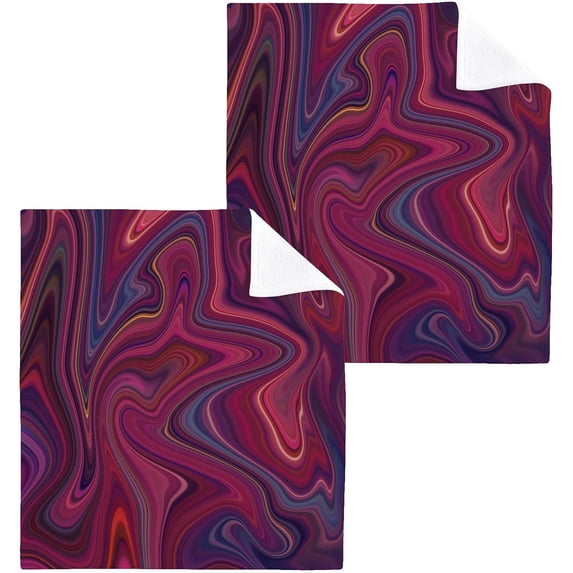 Dreamtimes 4 PCS Red Abstract Marble Washcloths, 12 X 12 Inches Cotton Wash Cloths, Highly Absorbent and Soft Face Towels for Bathroom,Gym,Hotel and Spa