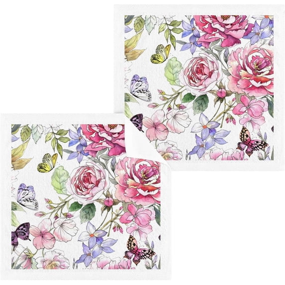 Dreamtimes 4 PCS Watercolor Floral Pattern Baby Washcloths Towel Set, Highly Absorbent & Soft Cotton Wash Cloths, 12"x 12" Face Hand Towels for Bathroom, Multi-Purpose Fingertip Towels