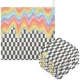 thumbnail image 1 of Dreamtimes 5 PCS Retro Rainbow Dripping Baby Muslin Washcloths, Checkered Face Towel Burp Cloths Ultrasoft Absorbent Cotton Bath Wipes Towels for Newborn Boys Girls, 1 of 7