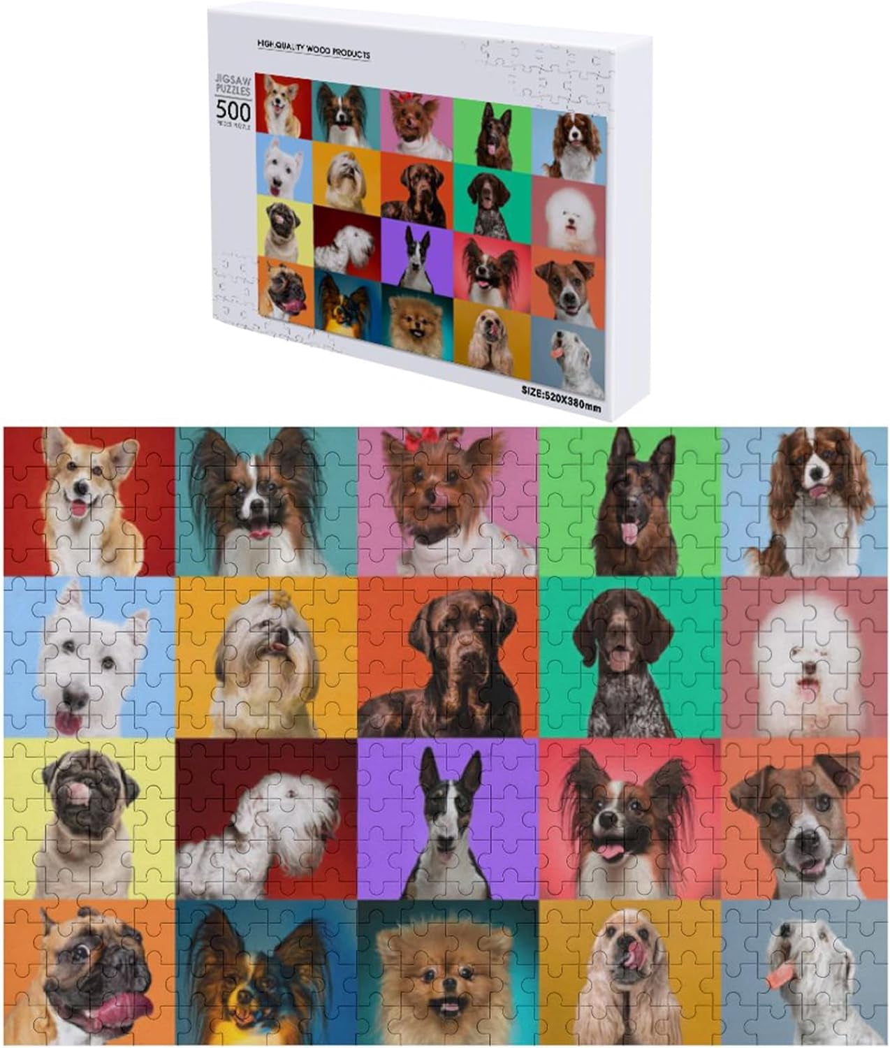 500 Piece Glowing Mushroom & Puppy Jigsaw Puzzle For Adults & Families - Large Piece Fun