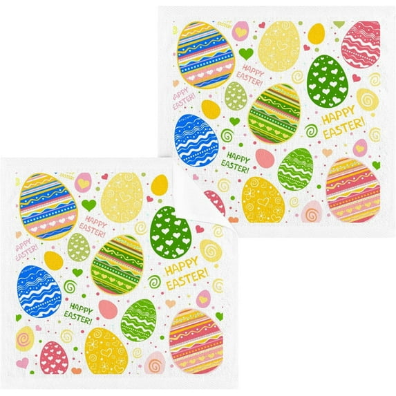 Dreamtimes 6 PCS Easter Egg Pattern Baby Washcloths Towel Set, Highly Absorbent & Soft Cotton Wash Cloths 12"x 12" Face Hand Towels for Bathroom, Multi-Purpose Fingertip Towels