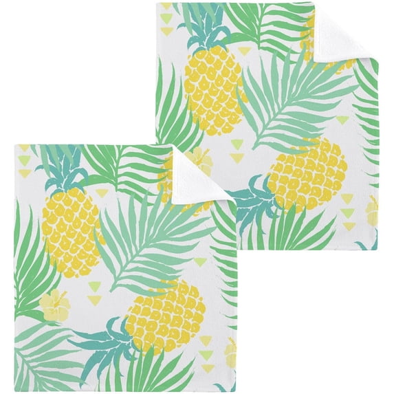 Dreamtimes 6 PCS Summer Pineapple Pattern Washcloths, 12 X 12 Inches Cotton Wash Cloths, Highly Absorbent and Soft Face Towels for Bathroom,Gym,Hotel and Spa