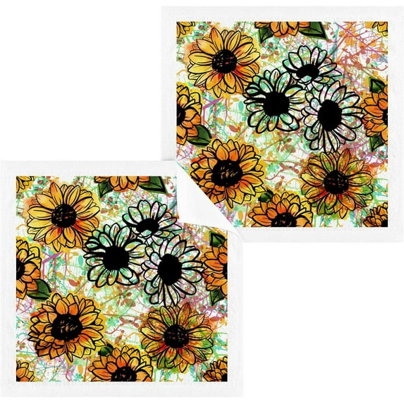 Dreamtimes 6 PCS Sunflower Baby Washcloths Towel Set, Highly Absorbent & Soft Cotton Wash Cloths 12"x 12" Face Hand Towels for Bathroom, Multi-Purpose Fingertip Towels