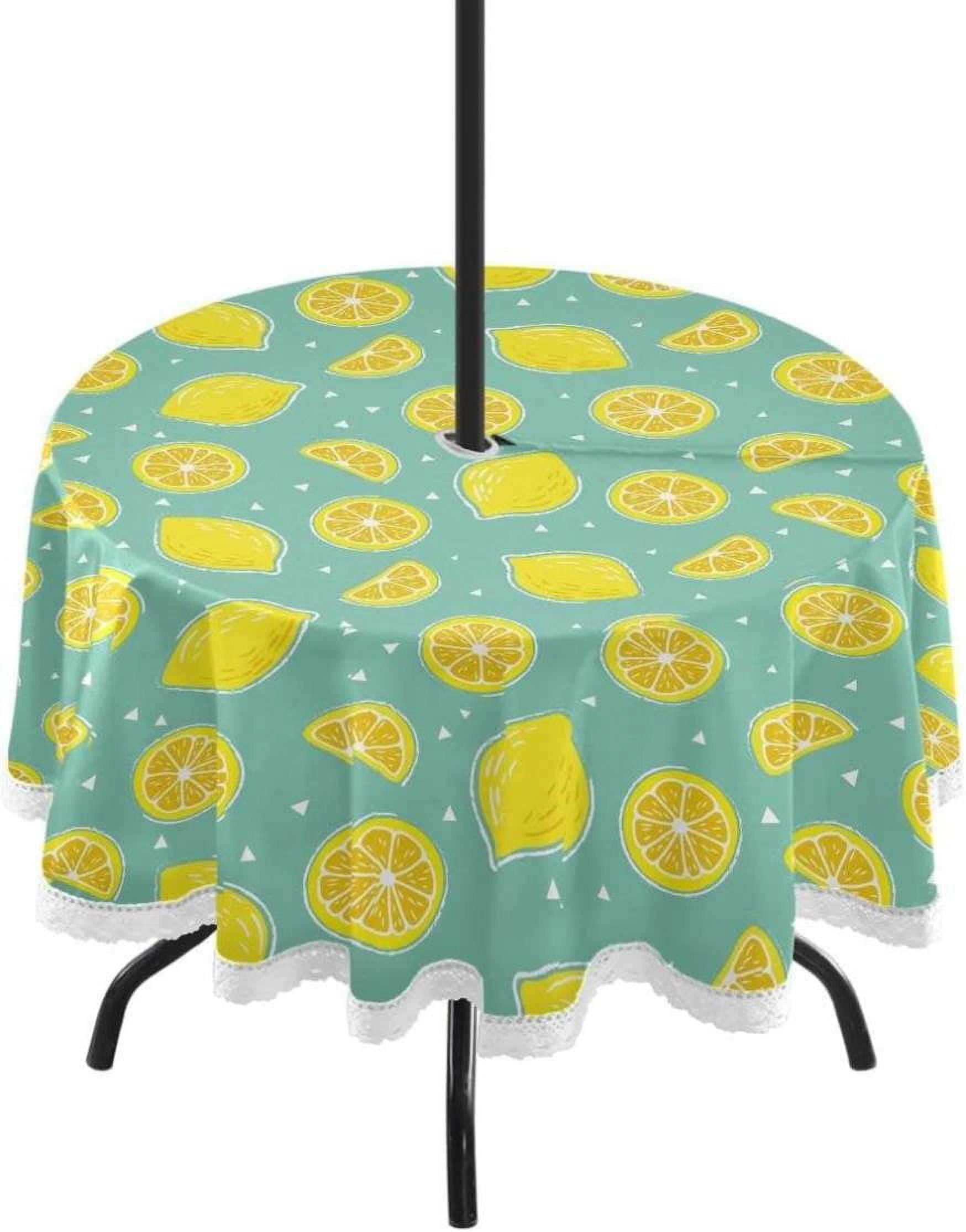Dreamtimes 60" Lemon Outdoor Tablecloth with Umbrella Hole and Zipper