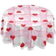 thumbnail image 1 of Dreamtimes 60" Valentine's Day Round Tablecloth, Creative Lattice Love Heart Round Table Cloth Water Resistant Spill Proof Large Table Cover for Valentine's Day Romantic Dinner Decorate, 1 of 7