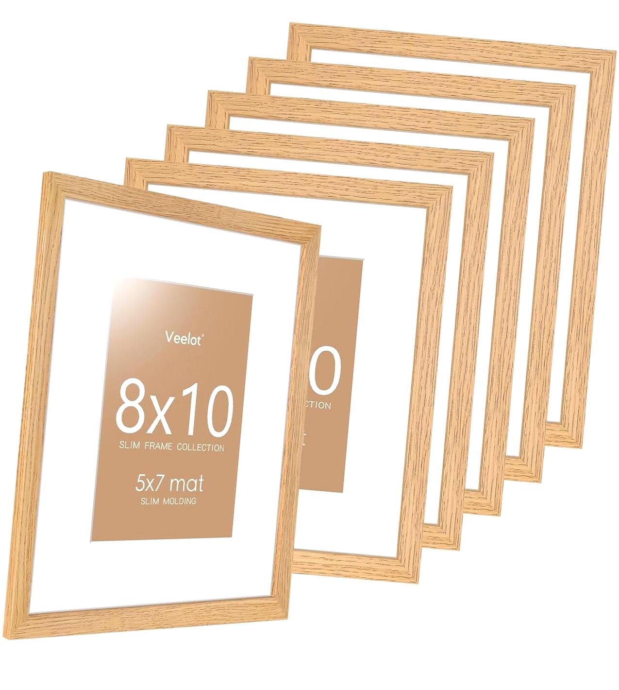 Dreamtimes 8x10 Picture Frame Solid Wood Photo Frame Set of 6 with Real ...