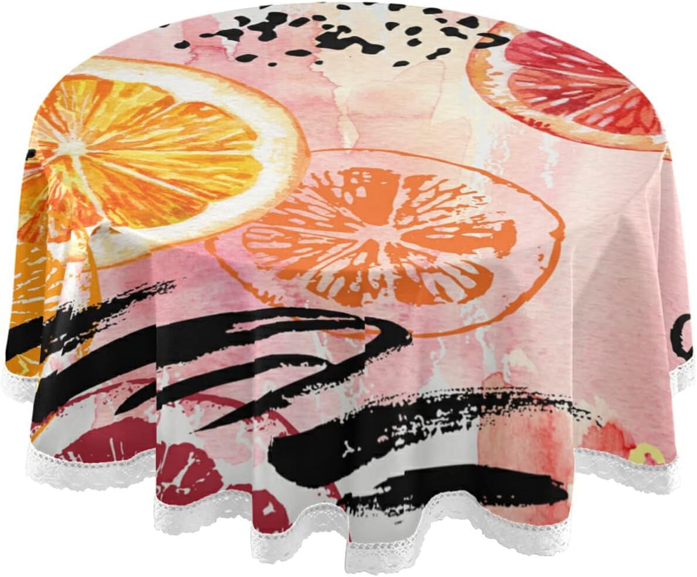 Dreamtimes Abstract Lemon Art Pattern Round Tablecloth 60