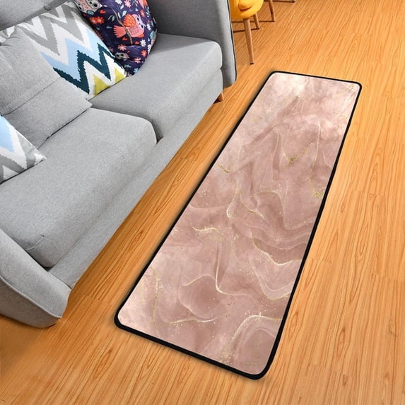 Dreamtimes Abstract Shining Pink Wave Hallway Runner Rug 2'x6' Kitchen Rug with Rubber Backing Non Slip Entryway Rug Runner Washable Soft Area Rug for Hallway Bedroom Kitchen Decor