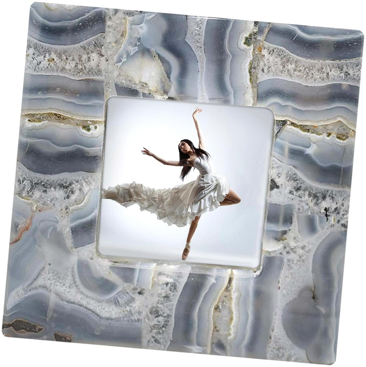 Natural Quartz Picture Frame – Handcrafted White Quartz Stone Frame For 3.5x3.5 Photos, 7x7 Inches