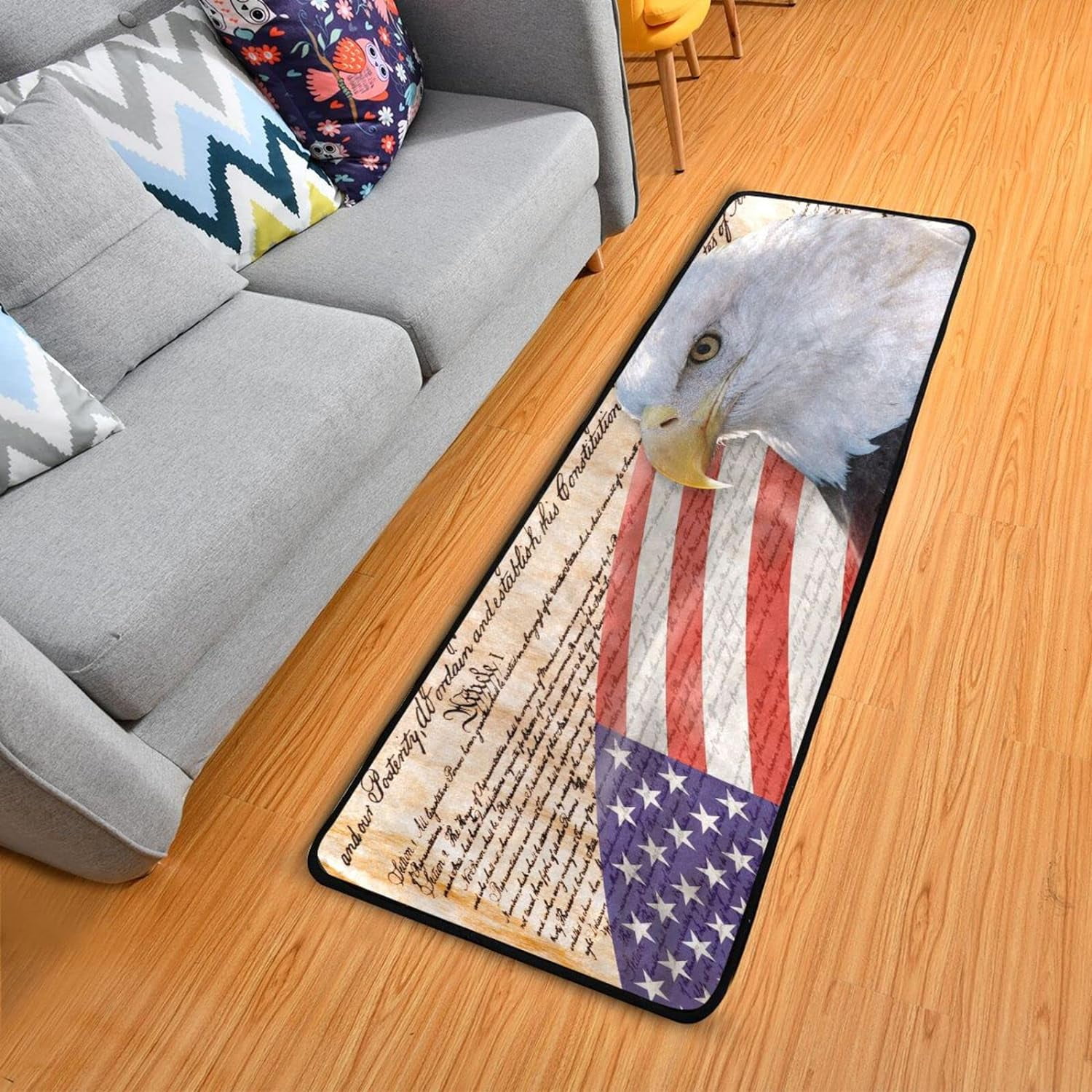 Dreamtimes America Bald Eagle Flag Hallway Runner Rug 2'x6' Kitchen Rug ...