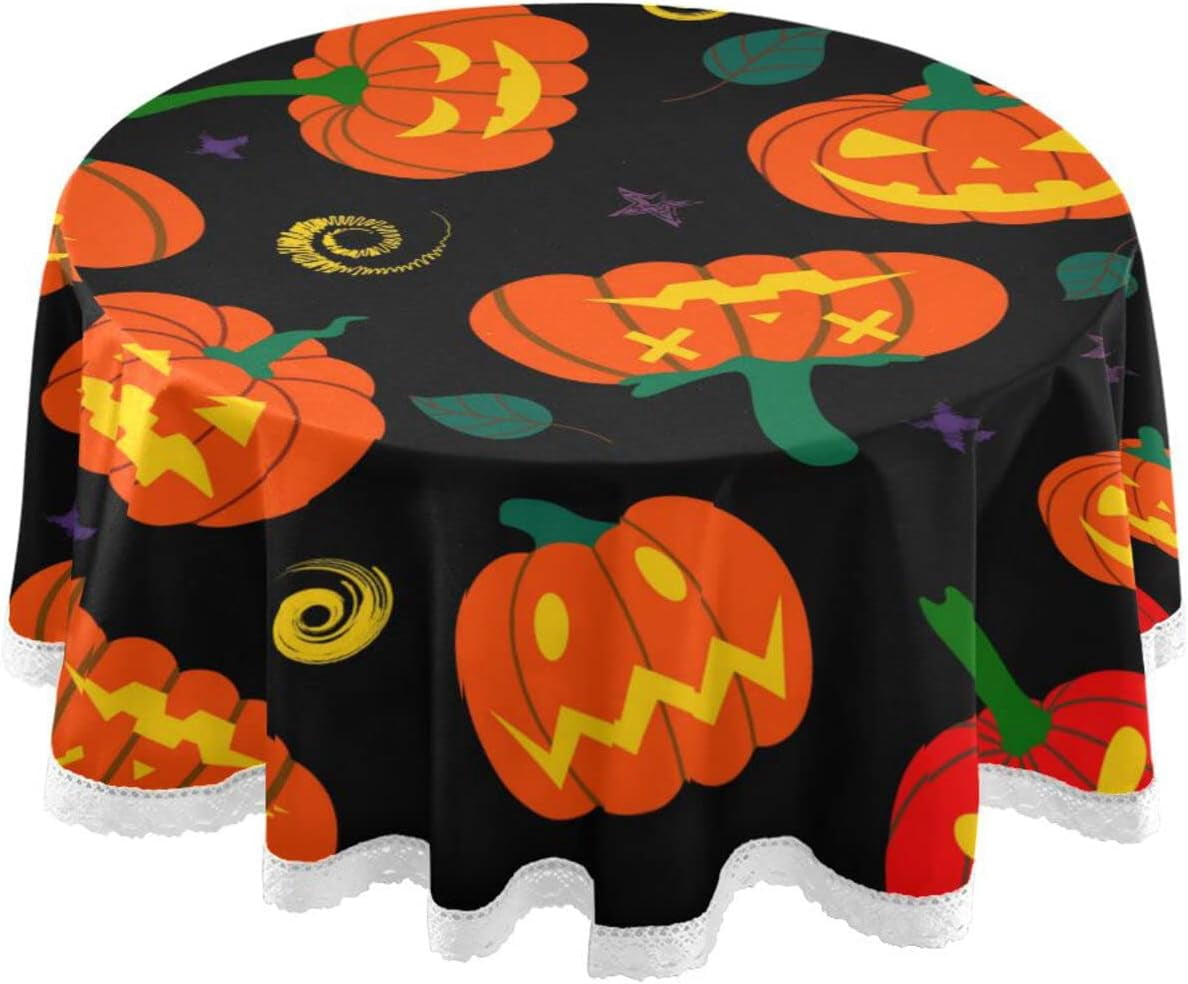 Dreamtimes Autumn Halloween Pattern Round Tablecloth 60