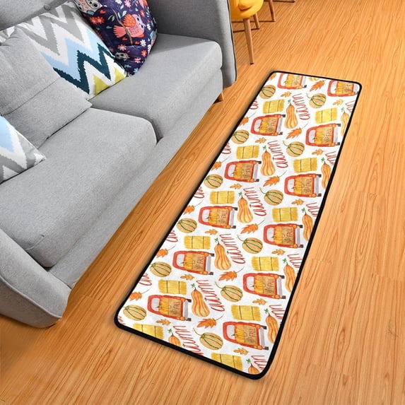 Dreamtimes Autumn Pumpkins Truck Hallway Runner Rug 2'x6' Kitchen Rug with Rubber Backing Hay Harvest Non Slip Entryway Rug Runner Washable Soft Area Rug for Hallway Bedroom Kitchen Decor