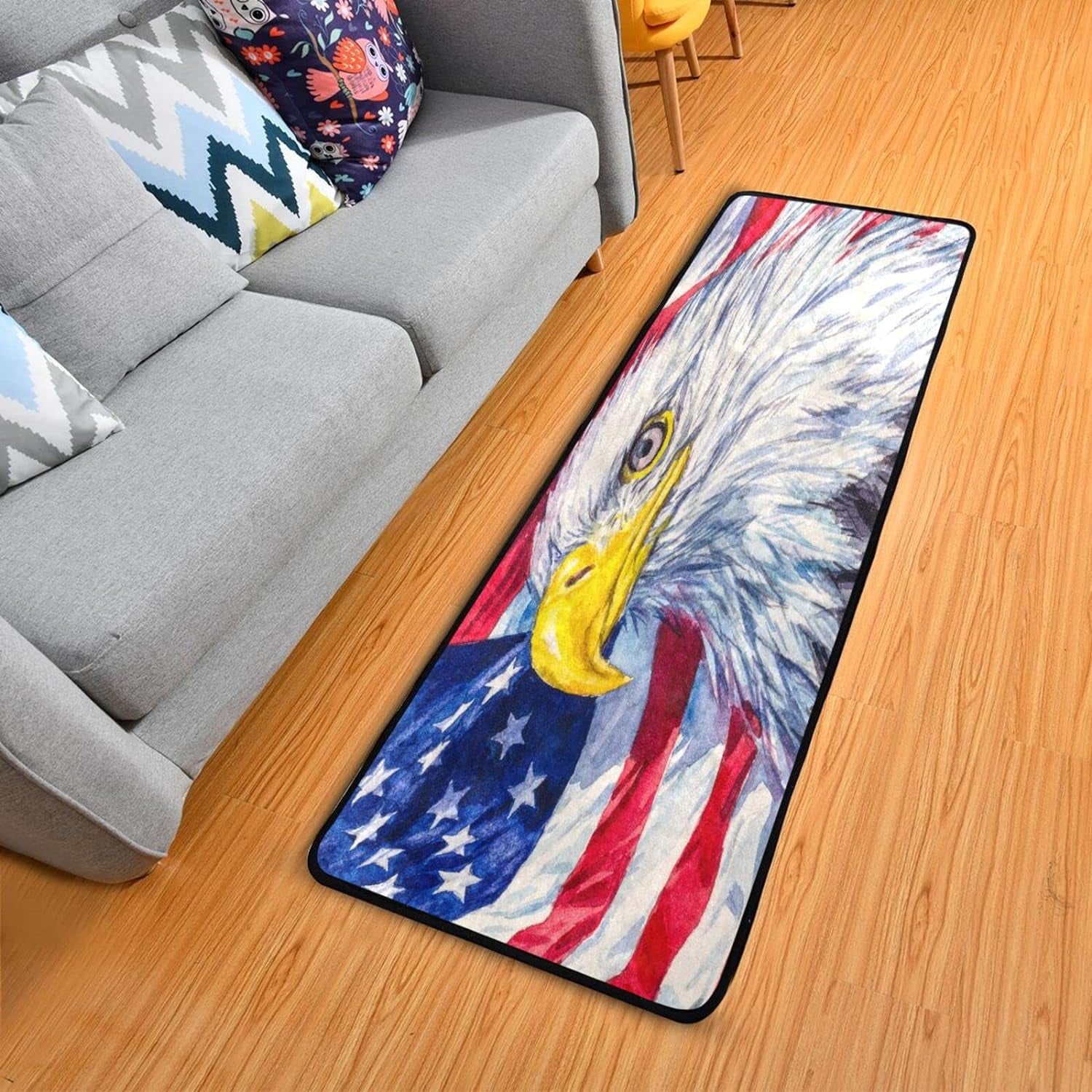 Dreamtimes Bald Eagle USA Flag Hallway Runner Rug 2'x6' Kitchen Rug ...