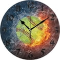 thumbnail image 1 of Dreamtimes Baseball Ball on Fire and Water Round Wall Clock,Silent Non Ticking Battery Operated Accurate Home Clock,Vintage Farmhouse Wall Decor,10 Inch, 1 of 6