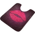 thumbnail image 1 of Dreamtimes Bath Mat Toiletry Mat Red Lips Print, Luxury U-Shaped Toilet Rug, Soft Comfortable Contour Mat for Bathroom Floor, 17.3"x13.4", Non-Slip Absorbent Bath Carpet, Dry Quickly, Machine Washable, 1 of 4