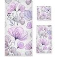 thumbnail image 1 of Dreamtimes Bath Towel Sets for Bathroom Hand Towels Fingertip Towels Beautiful Purple Rose Flower 3 Piece Decorative Soft Cotton Absorbent, 1 of 6