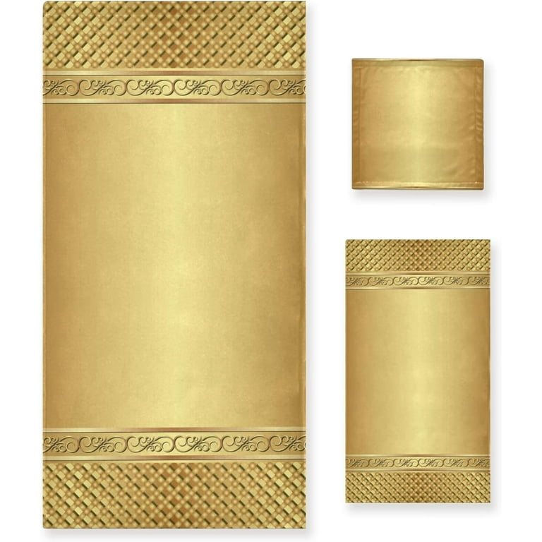 Dreamtimes Bath Towel Sets for Bathroom Hand Towels Fingertip Towels Gold Geometry 3 Piece Decorative Soft Cotton Absorbent Walmart