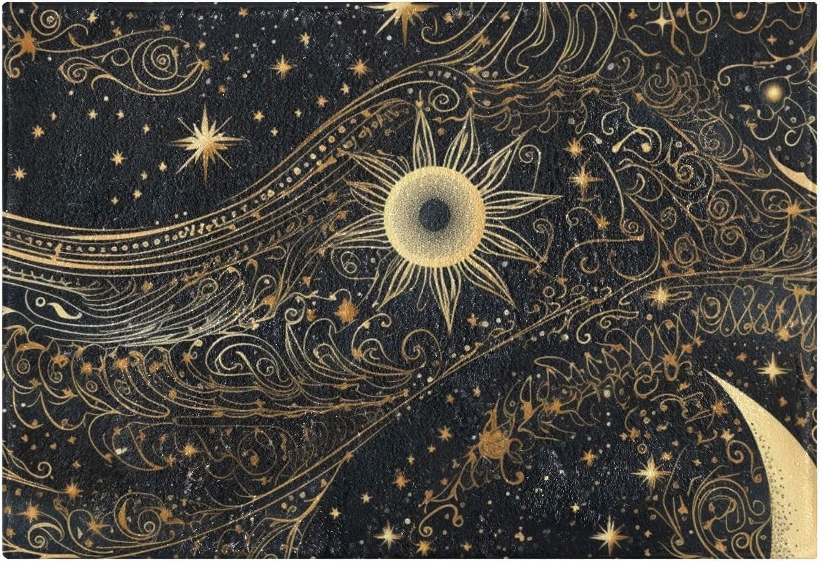 Gold Star Pattern Print Floor Mat