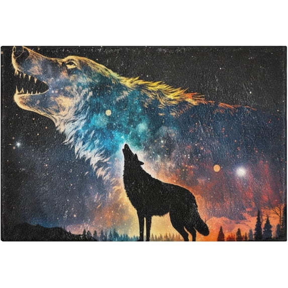 Dreamtimes Bathroom Rug Mats Howling Wolf Night Print, Bath Mats for Bathroom Non-Slip Super Soft Absorbent Microfiber Bath Rugs, Bathroom Rugs for Bathroom Floor, Tub and Shower, 24"x16"