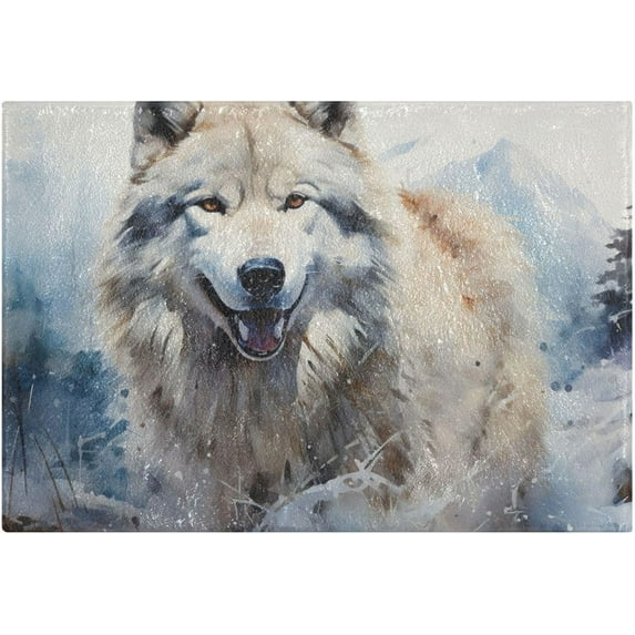 Dreamtimes Bathroom Rug Mats Painting Wolf Snow Print, Bath Mats for Bathroom Non-Slip Super Soft Absorbent Microfiber Bath Rugs, Bathroom Rugs for Bathroom Floor, Tub and Shower, 24"x16"
