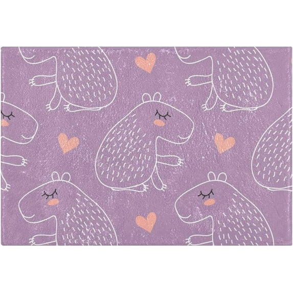 Dreamtimes Bathroom Rug Mats Purple Capybara Print, Bath Mats for Bathroom Non-Slip, Super Soft and Water Absorbent, Microfiber Bath Rugs, Bathroom Rugs for Bathroom Floor, Tub and Shower, 17.3"x13.4"