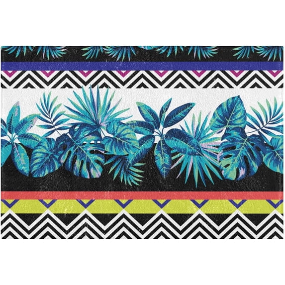 Dreamtimes Bathroom Rug Mats Tribal Leaves Pattern Print, Bath Mats for Bathroom Non-Slip Super Soft Absorbent Microfiber Bath Rugs, Bathroom Rugs for Bathroom Floor, Tub and Shower, 17.3"x13.4"
