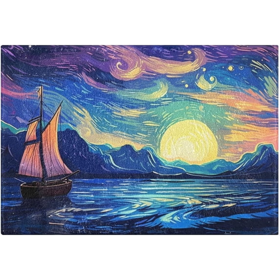 Dreamtimes Bathroom Rug Mats Van Gogh Ship Sailing Print, Bath Mats for Bathroom Non-Slip Super Soft Absorbent Microfiber Bath Rugs, Bathroom Rugs for Bathroom Floor, Tub and Shower, 17.3"x13.4"