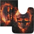 thumbnail image 1 of Dreamtimes Bathroom Rug Set 2 Pieces Fire Skull Soft and Absorbent Bathroom Floor Mat Non Slip Commode Contour Rug Plush Bath Mat Set, Machine Washable and Easier to Dry, 1 of 7