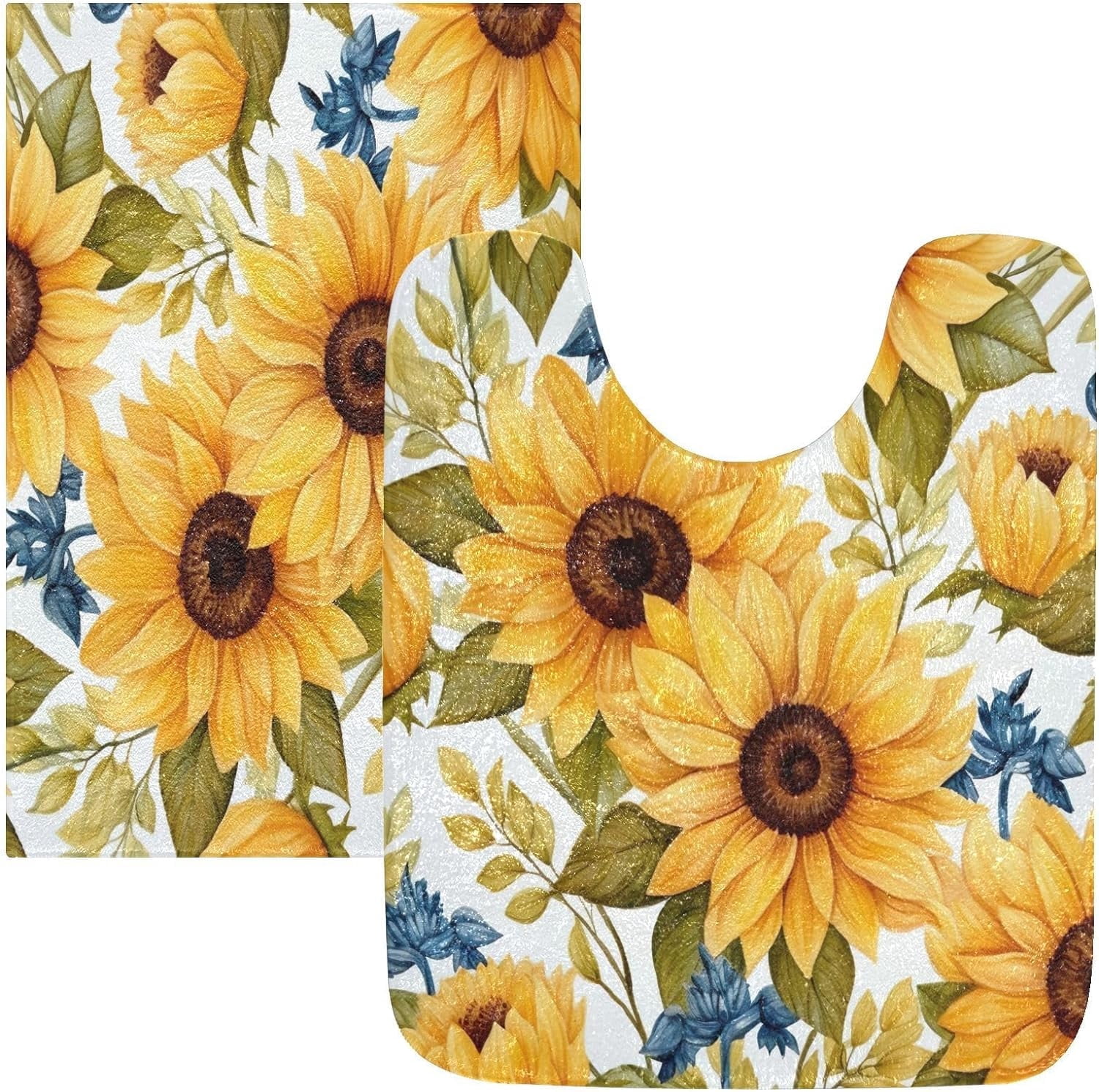 Dreamtimes Bathroom Rug Set 2 Pieces Vintage Sunflower Soft and ...
