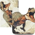 thumbnail image 1 of Dreamtimes Bathroom Rug Toiletry Mat Set Big Rex Dinosaur Print, Soft Absorbent Bath Rug and U-Shaped Contour Toilet Rug, Non-Slip Bath Carpet Bath Mats for Bathroom 17.3"x13.4"+23.6"x15.7", 1 of 5